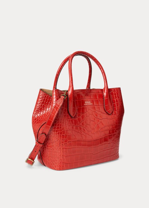 Women's Polo Ralph Lauren Embossed Medium Bellport Tote Bags | 923061JSX